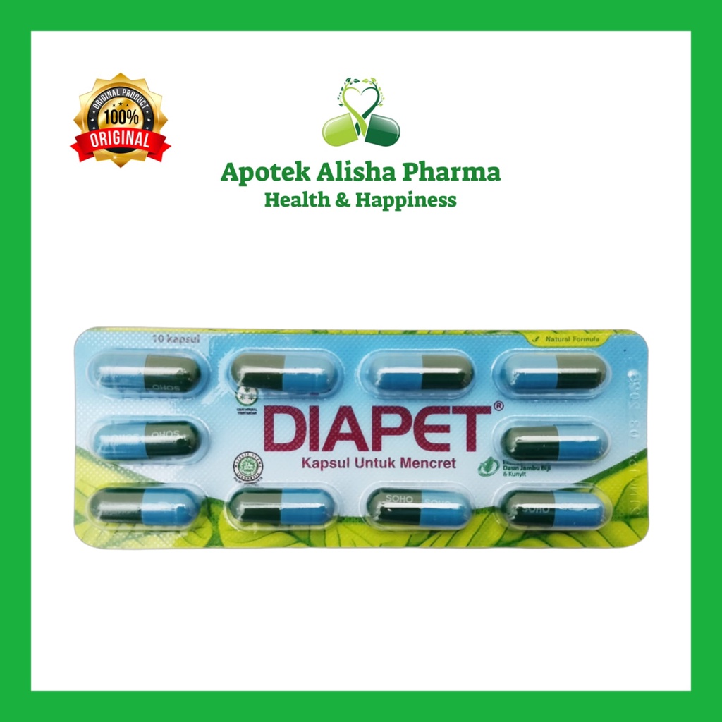 Diapet Kapsul Strip 10 Kapsul - Diapet Dewasa / Obat Diare / Mencret / Muntaber