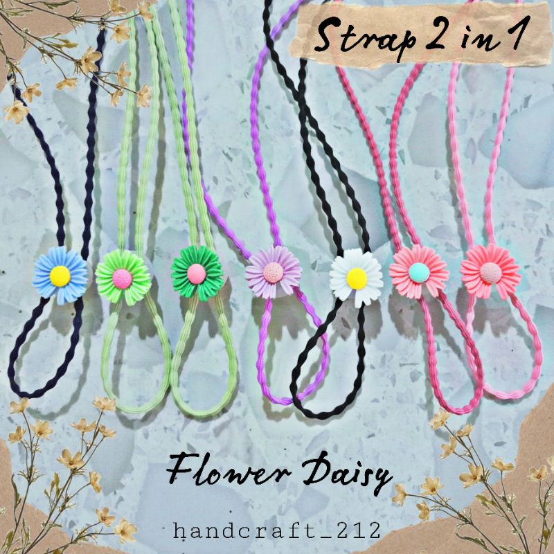 Strap Mask 2 in 1 Clay Flower Daisy. Kalung Masker. Konektor Masker