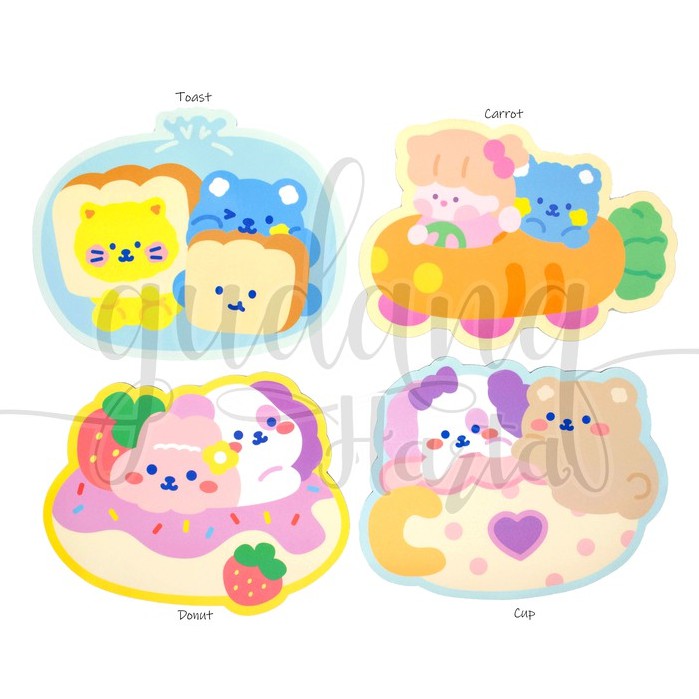 Mouse Pad Foodie Animal Anti Slip Motif Bear And Cat GH 317007