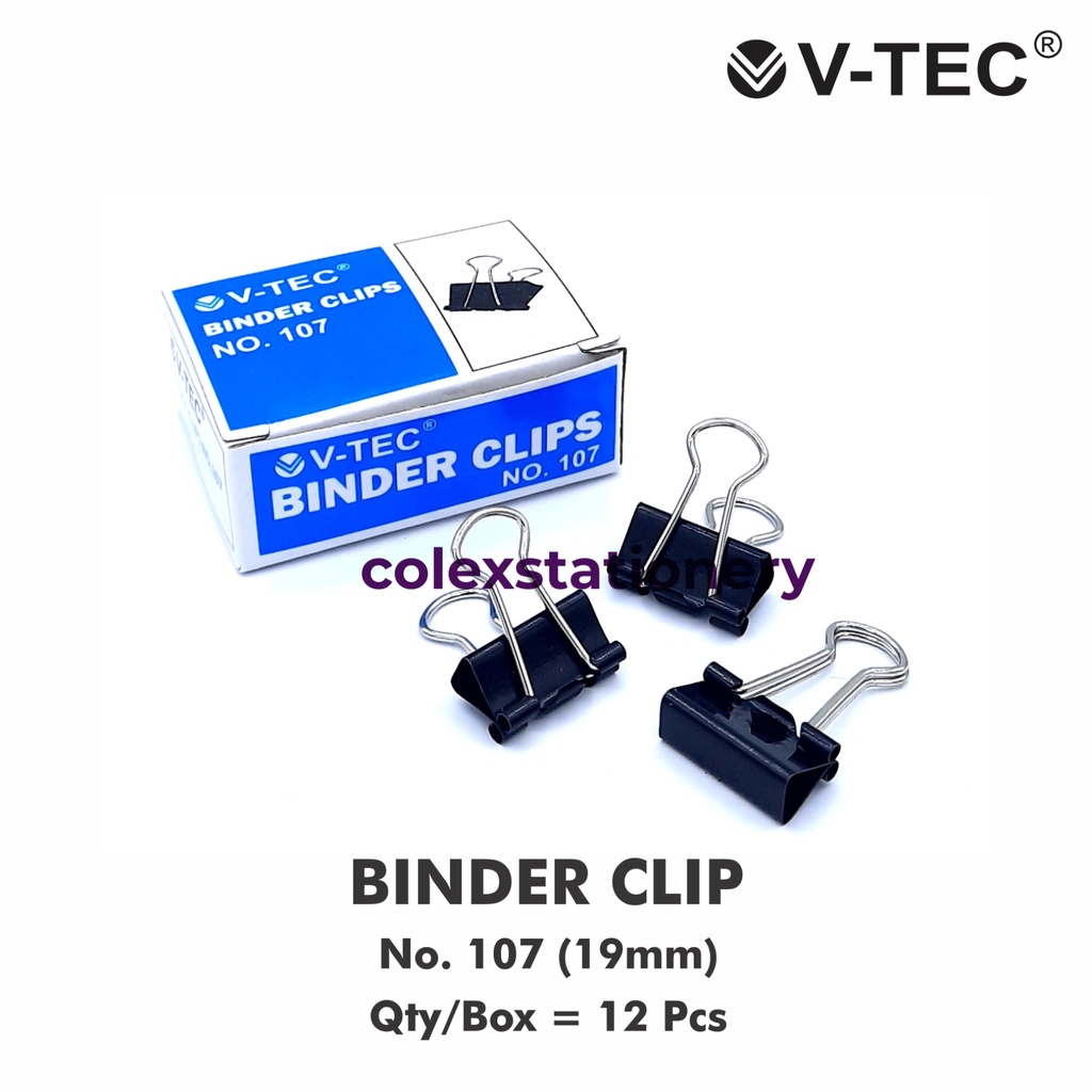 Penjepit Kertas / Binder Clip Ukuran No 107 Isi 12 Pcs Vtec (1 Pack)