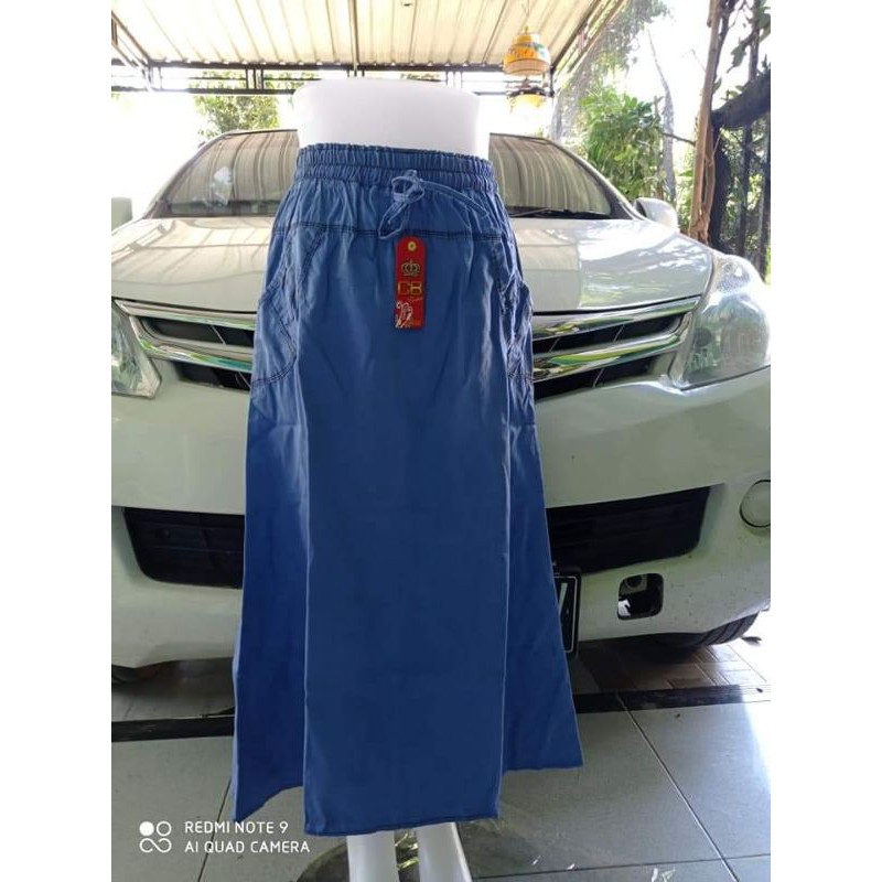 Rok Wanita Panjang Katun Semi Jeans Greige jins lokal office serba 35 bawahan Murah semi jeans halus grey by CB-3