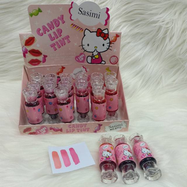 LIP TINT CANDY SASIMI HELLO KITY PERMEN ISI 3.PCS