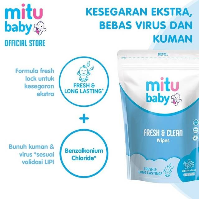 MITU BABY WIPES REFILL 60'S BLUE BERRY