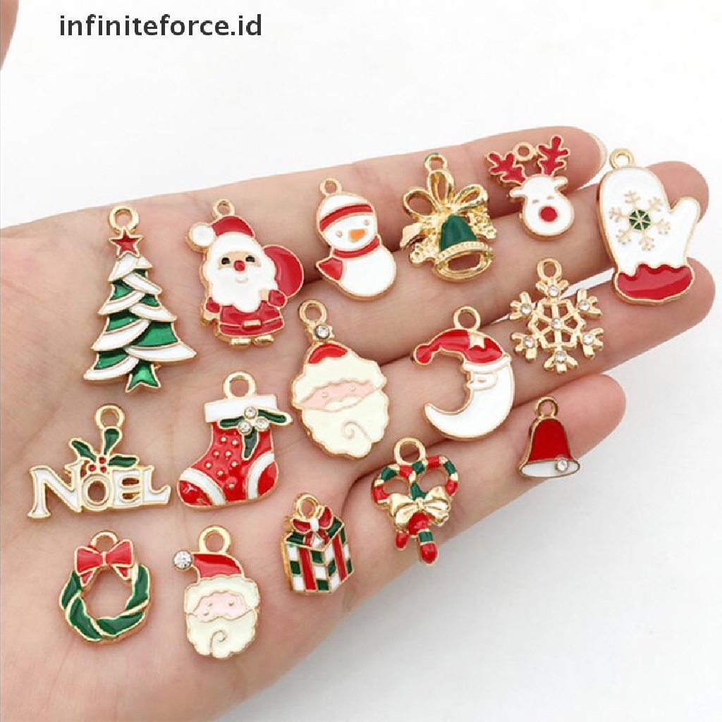 38pcs / set Liontin Enamel Desain Natal Untuk Membuat Perhiasan