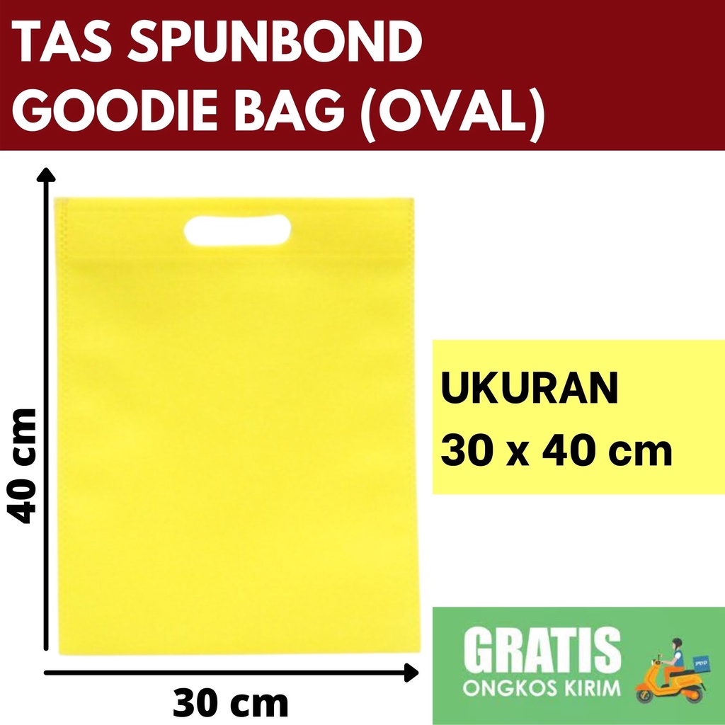 

GOODIEBAG 30X40 cm TAS SPUNBOND OVAL KUNING Tas Belanja/ Tas Ultah/ Tas Promosi/ Tas Reuni/ Tas Spunbond Sablon/ Tas Spunbond Custom/ Tas Goodiebag Sablon/ Tas Goodiebag Custom/ Tas Ramah Lingkungan/ Tas Press/ Tas Perusahaan/ Tas Partai Besar