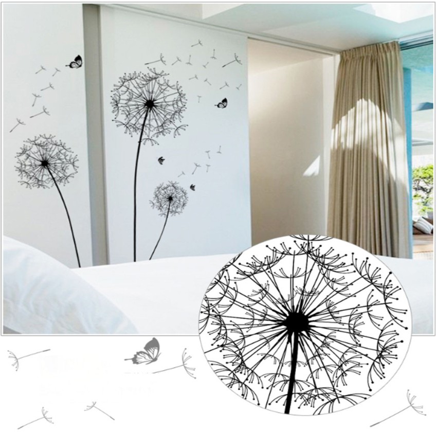 Sticker Wallpaper Dinding Black Dandelion - AY834 - Black