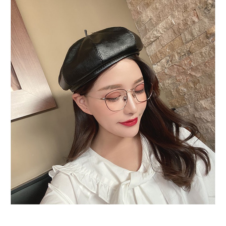 BELT topi beret kulit pu leather baret topi mangaka komikus korea jepang import
