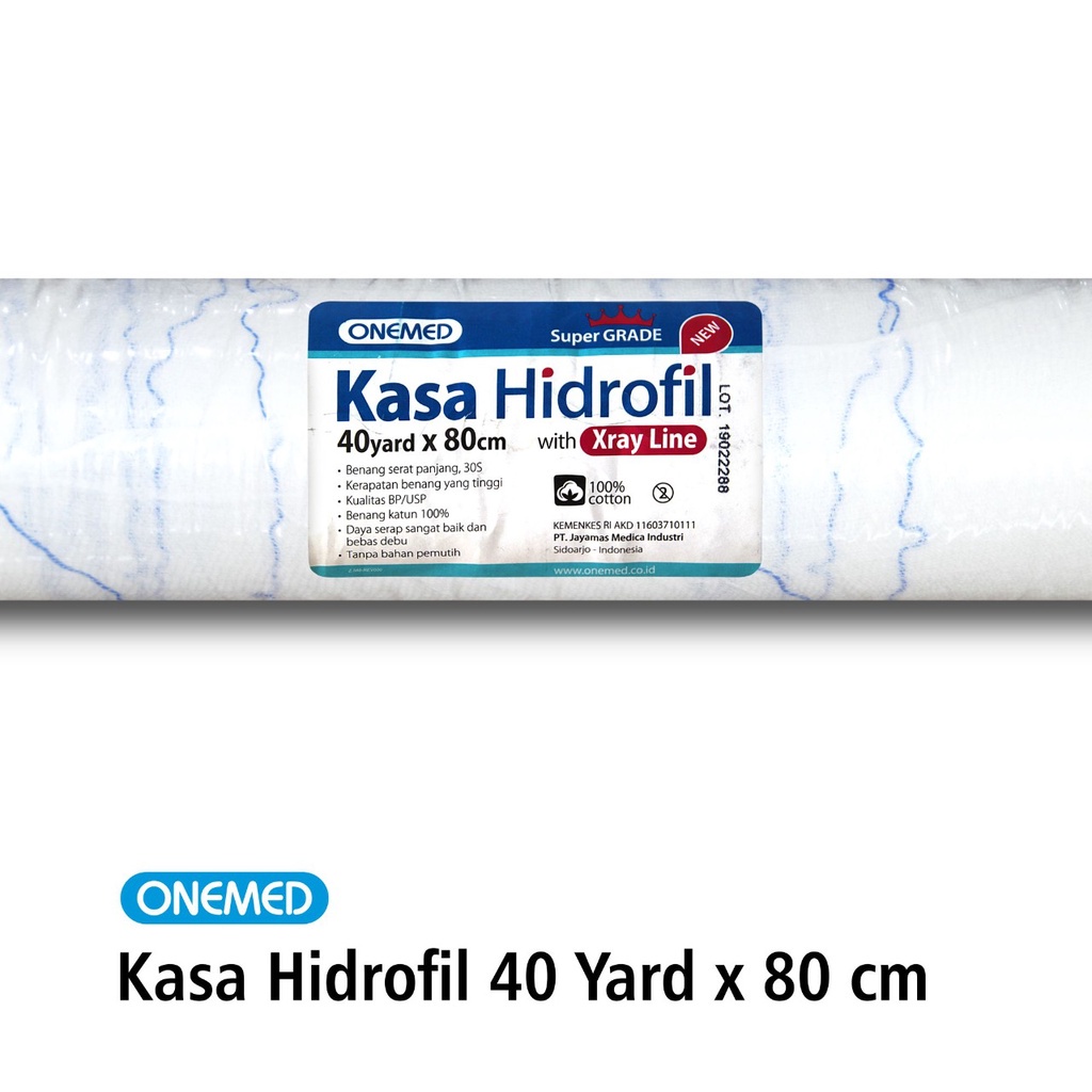 Kasa Hidrofil OneMed 40yardx80cm Super Grade With Xray Line Roll OJ