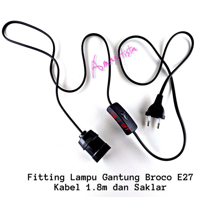 Fitting Lampu Gantung Broco E27 Dengan Kabel 1.8M Dan Saklar