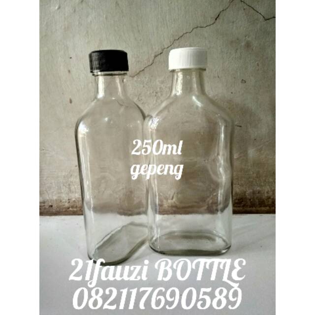 botol kaca 250 ml botol gepeng bening jar susu jus kopi minuman 250ml
