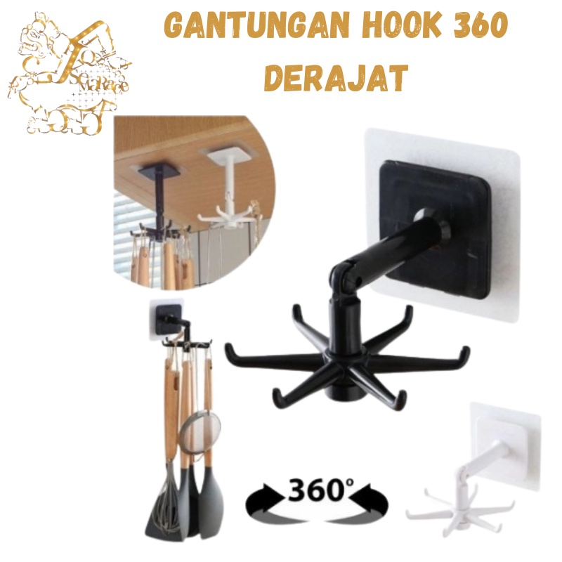 GANTUNGAN DAPUR TEMPEL DINDING HOOK 6 KAIT 360 DERAJAT