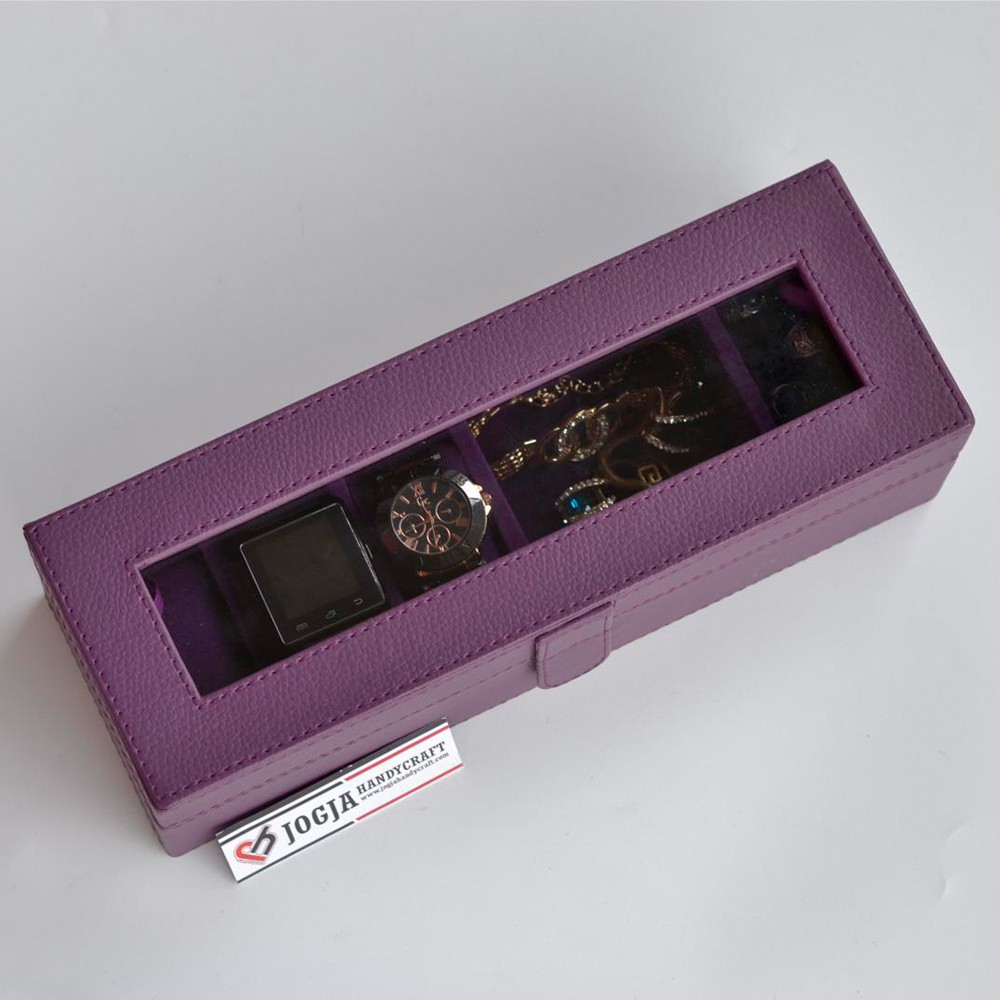 Box Tempat Jam Tangan isi 3 + Tempat Perhiasan &amp; Aksesoris Purple / Watch box organizer