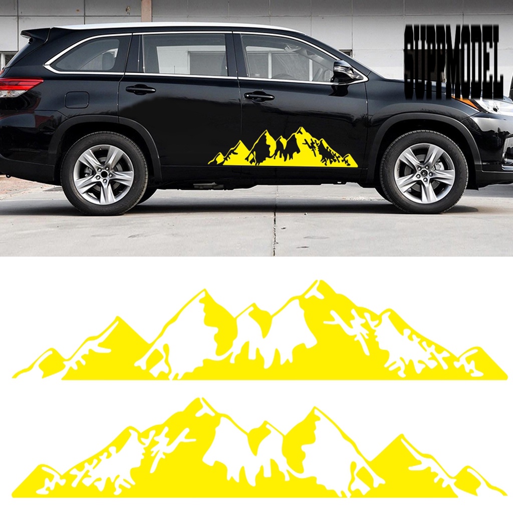 2pcs Stiker Motif Gunung Pohon Tahan Suhu Tinggi Dapat Dilepas Untuk Dekorasi Mobil