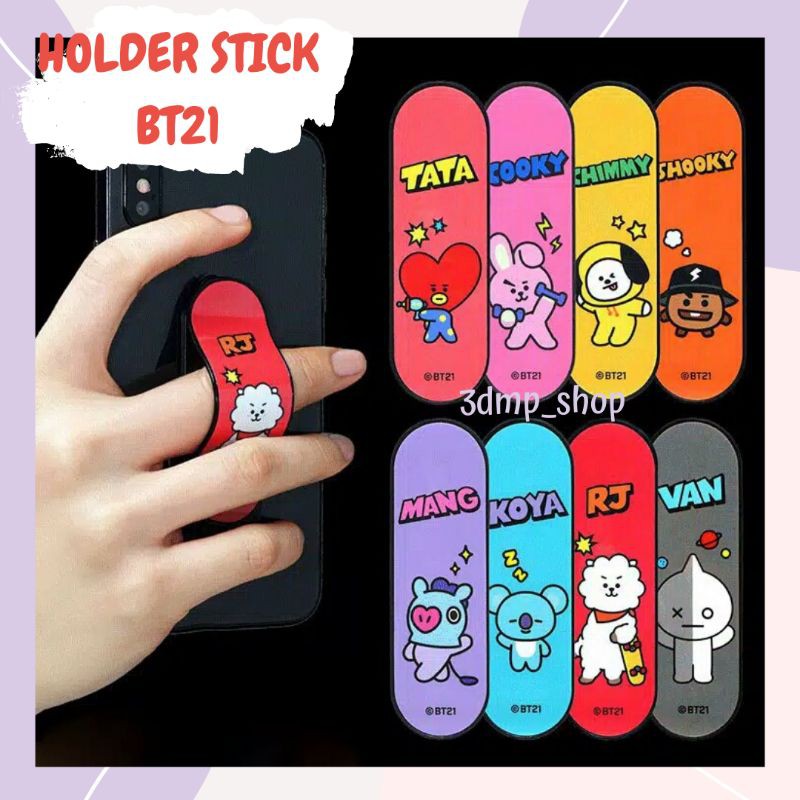 Holder stick Popsocket Iring hp ponsel BT21 BTS Jungkoook Jin RM JHope Rapmon Van Rj Mang Koya Tata