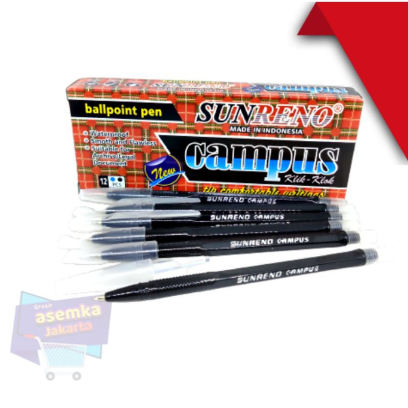 Ballpoint pulpen bolpen Pena SunReno Campus Grosir (12pcs)