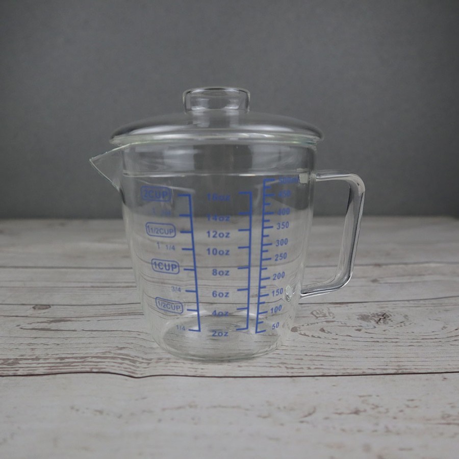 Gelas Teko Susu Jug Borosilicate Pitcher Knob Lid 500ml - ZM0081 - Transparent