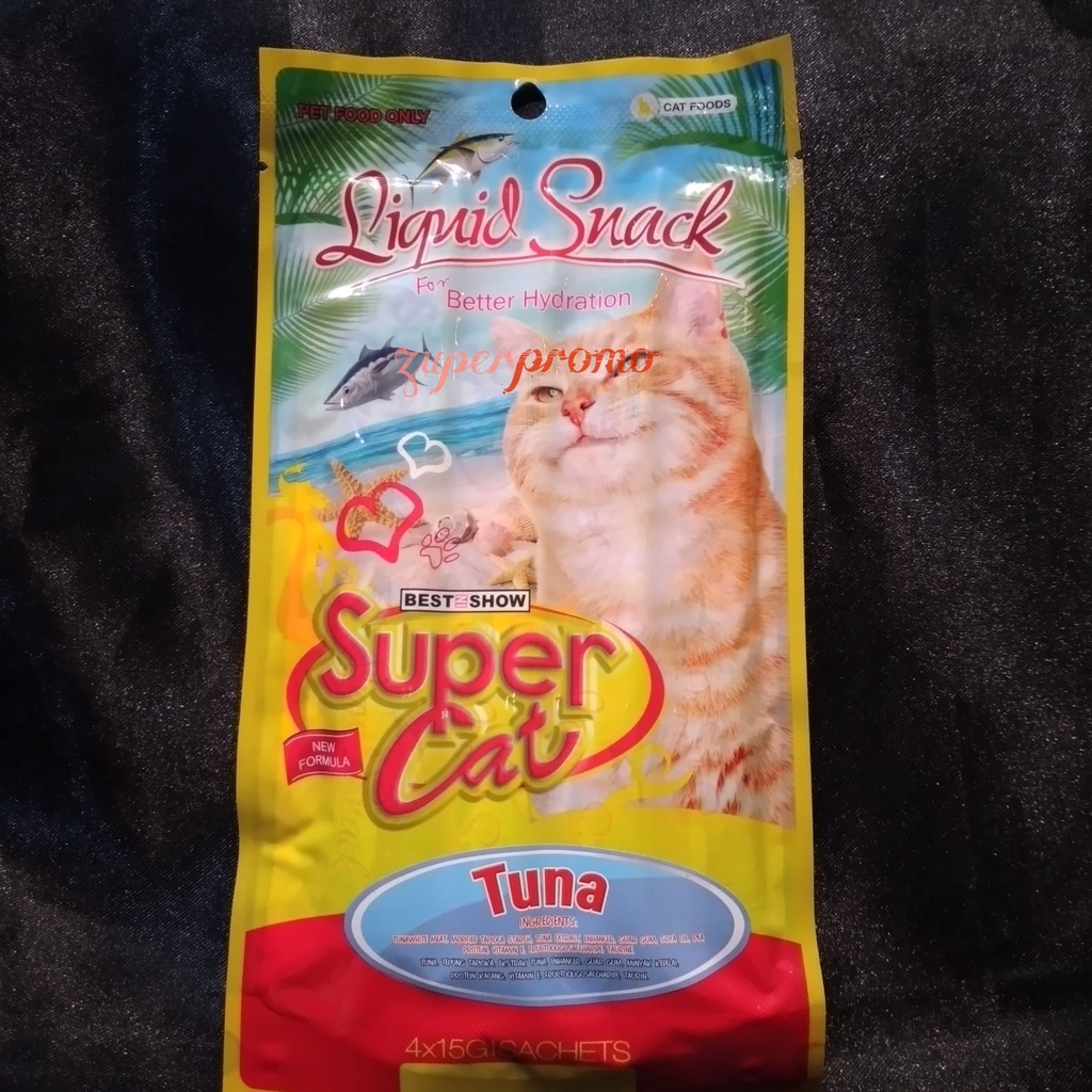 Supercat liquid Snack Kucing 4x15gr / Snack Treat Liquid / Snack Liquid