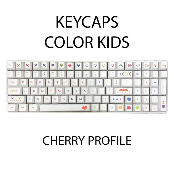 KEYCAPS COLOR KIDS CHERRY PROFILE SUBLIM MECHANICAL KEYBOARD CRAYON