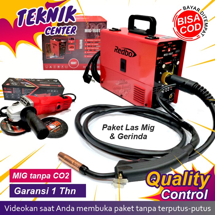 Mesin Las Listrik Alat Las Trafo Trapo Las Travo Portable Mig 160T Redbo + Gerinda Edon Ps-012