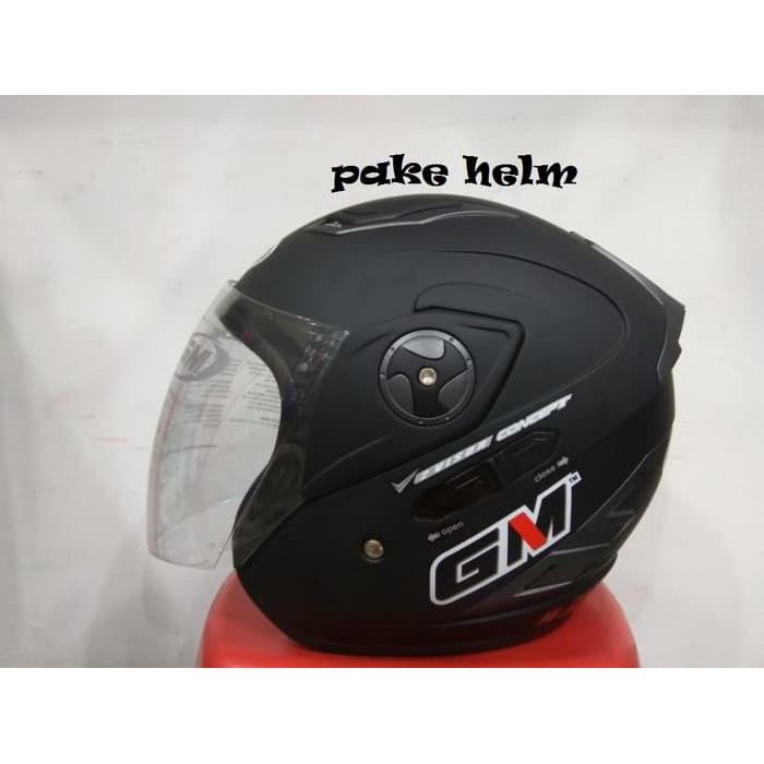HELM GM INTERCEPTOR SOLID DOUBLE VISOR HITAM DOFF