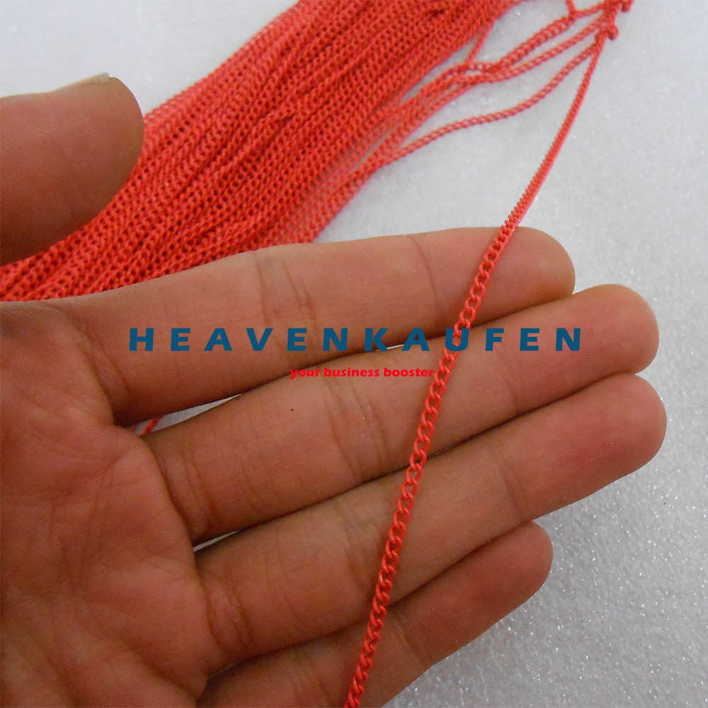 Rantai Sangat Kecil Lebar 2 mm Warna Orange Untuk Rantai Craft Strap Masker Dll Harga Per Meter