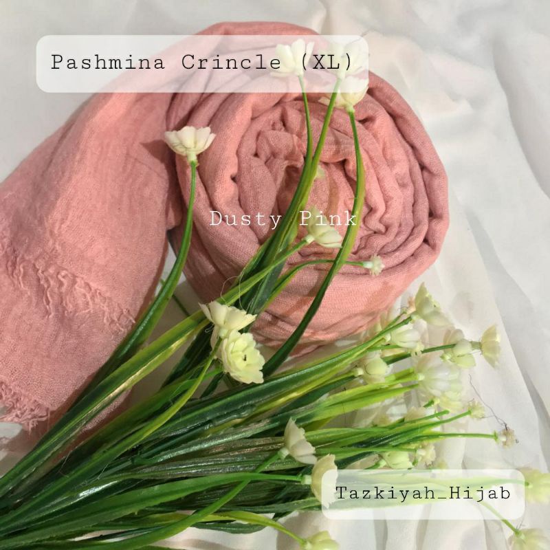 Pashmina Crinkle Shawl-Dusty pink XL