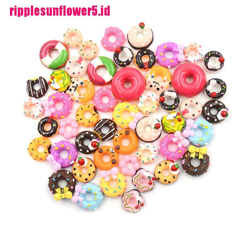 10pcs Miniatur Donat Bahan Resin Untuk Case Handphone