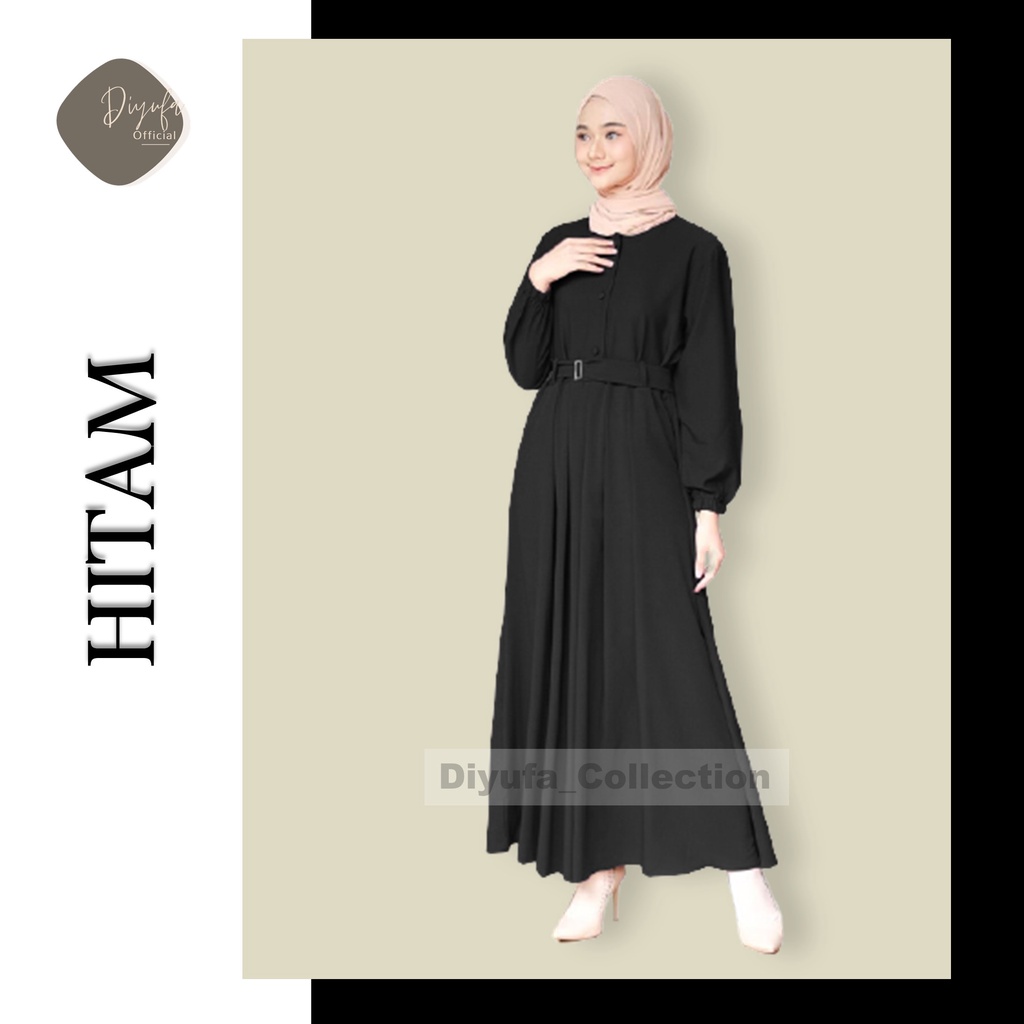 Baju Gamis Wanita Cewek Remaja Terbaru kekinian Alsize / Jumbo Kancing Dada Dress Moscrepe Busui-HITAM