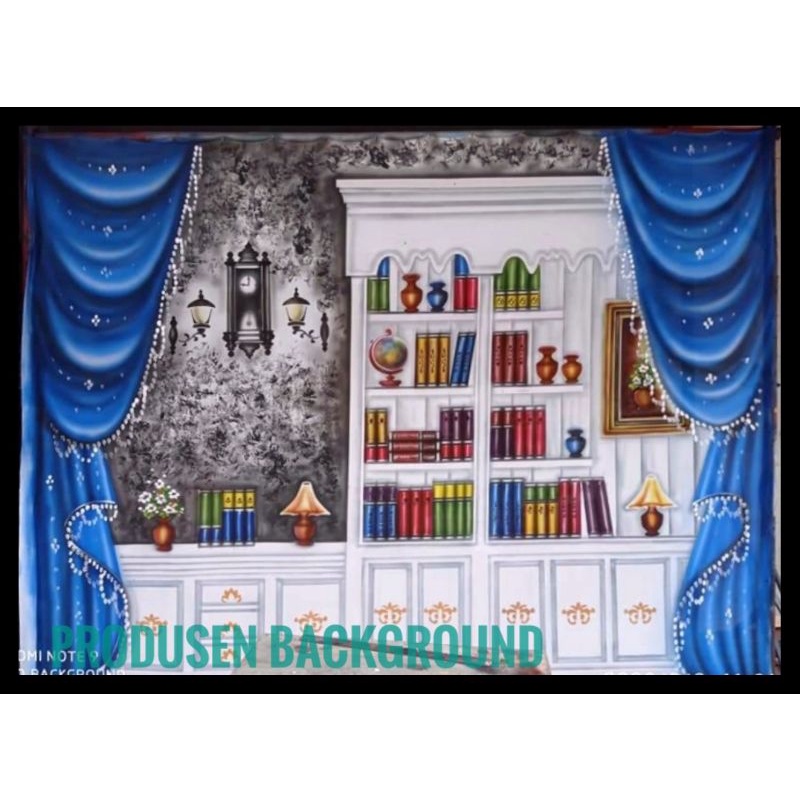 READY Kain Background Wisuda WS BJ4 3x2,5m Tirai Biru Backdrop Studio Photo