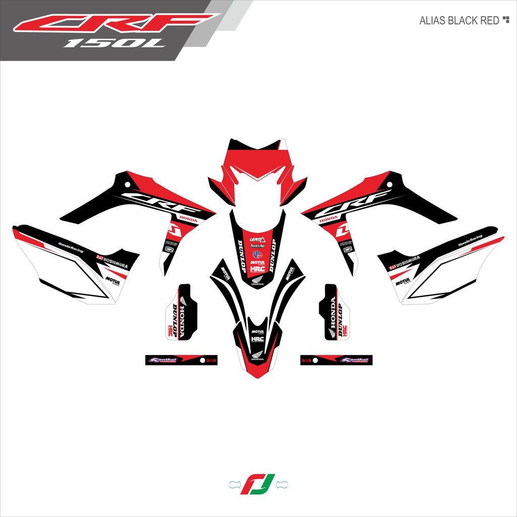 Decal CRF 150 L Full Body - Stiker CRF 150L Full Costum  - ALIAS hitam merah