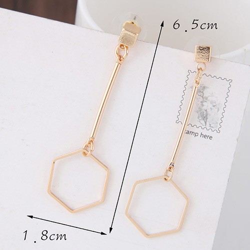 LRC Anting Tusuk Personalized Gold Color Circles Pendant Decorated Pure Color A48187