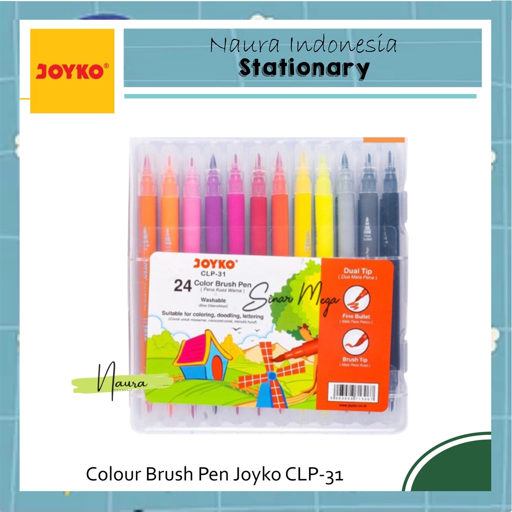 

Colour Brush Pen Joyko CLP-31 | Brush Pen Joyko 24 Warna
