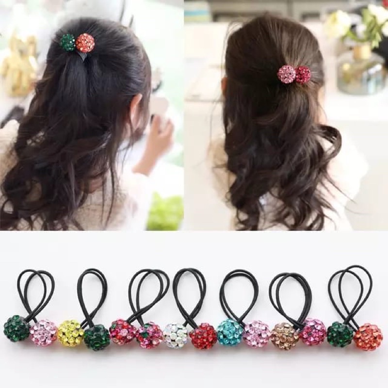 (2pcs) Ikat Rambut Simple Bahan Karet Gaya Korea untuk Wanita ikat rambut murah Anak  Kuncir kelereng Style Korea