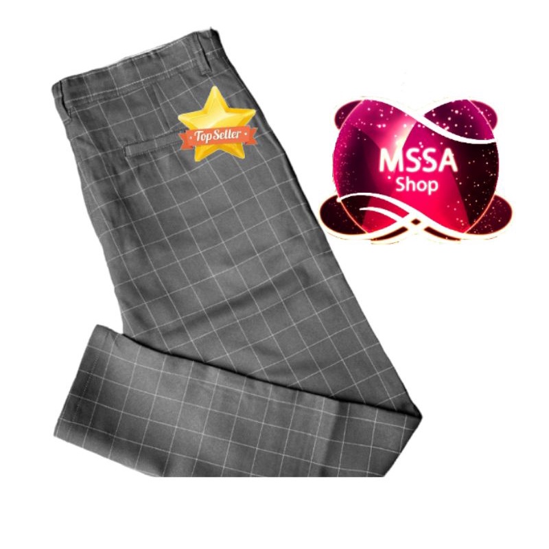 Celana panjang tartan pria original Kotak-Kotak Cowok Premium Mssa Size 28-40