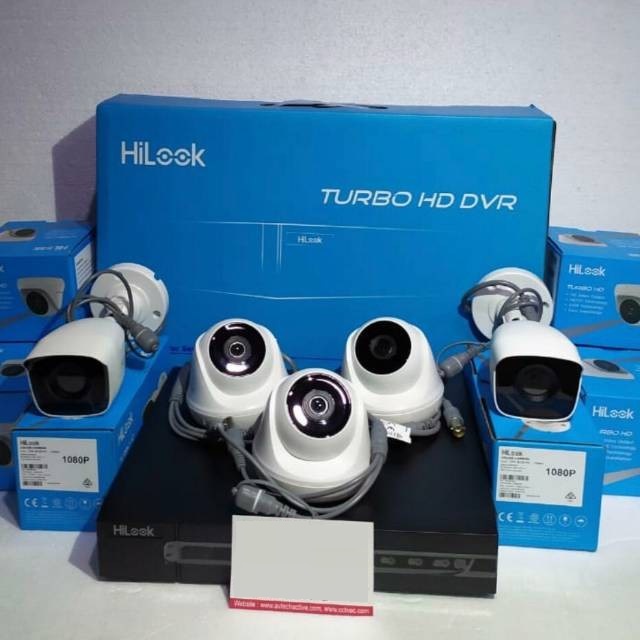 Paket CCTV HiLook by Hikvision 2MP DVR 8 Channel 5 Kamera Siap Pasang