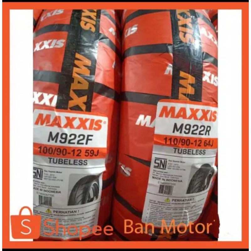 Sepaket ban motor Maxxis M922F M922R 100 90 110 90 ring 12 Tubeless Scoopy F1