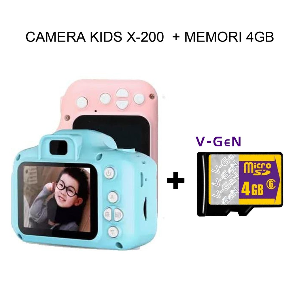 CAMERA KIDS X-200 / CAMERA DIGITAL ANAK / KAMERA DIGITAL / PEREKAM GAMBAR & VIDEO - CENTRAL COM-CAMERA + MEMORI 4GB