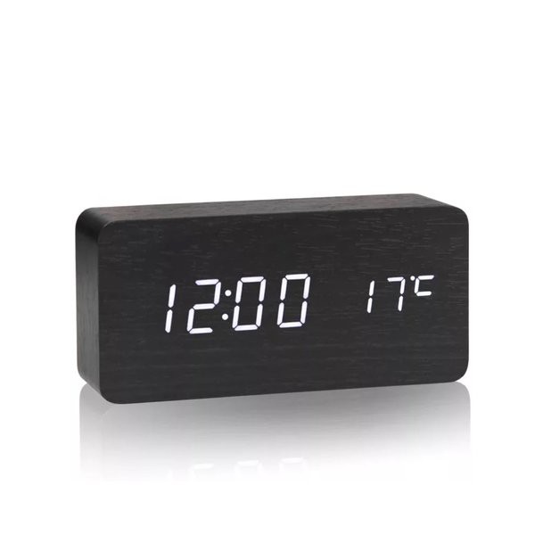 Jam Meja Kayu Digital Led Weker Digital Wood Alarm LED Clock