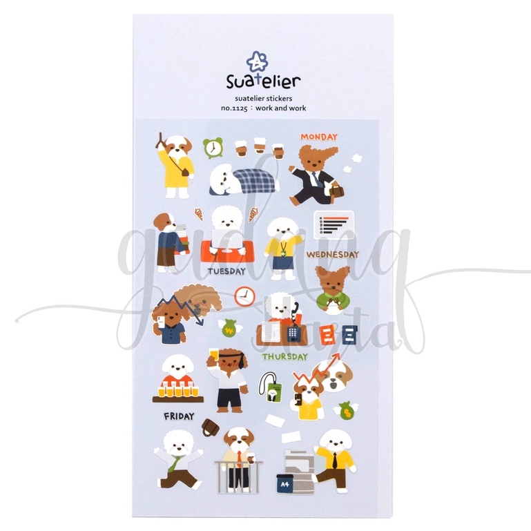 Stiker Work And Work Dog Sticker Motif Pekerja Dan Hewan Scrapbook DIY GH 303079