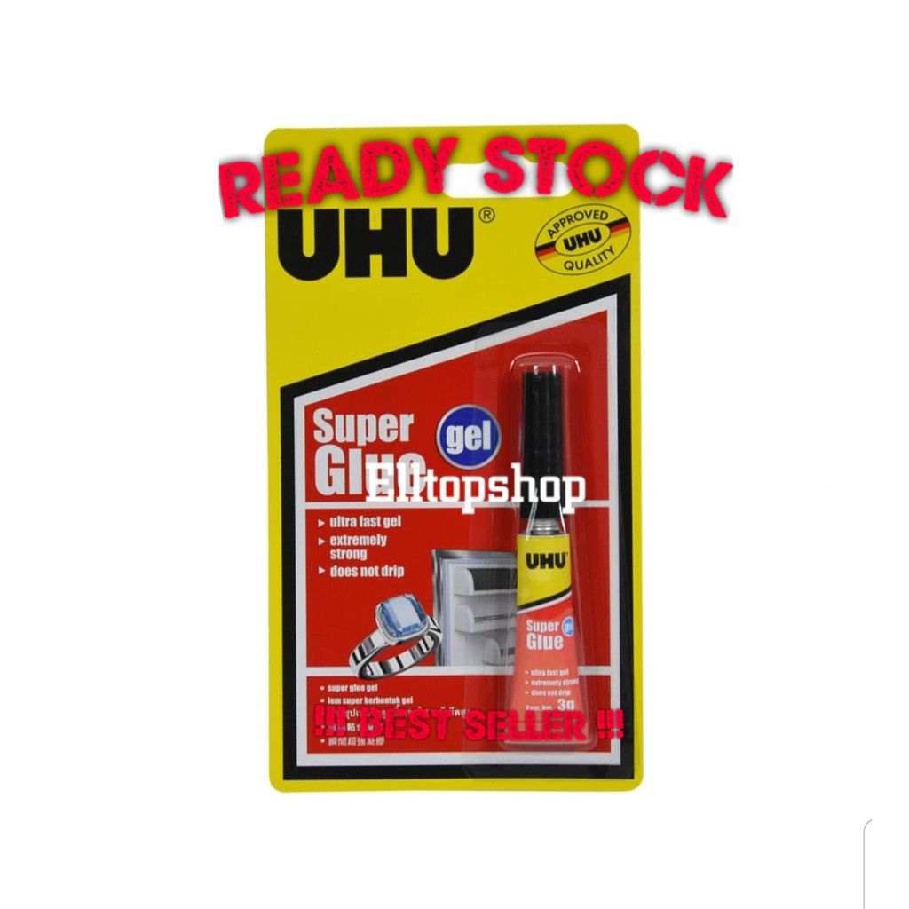 

UHU LEM KERAMIK / LEM KULIT / LEM PLASTIK / LEM KAYU / LEM VAS BUNGA SUPER GEL 3 GR