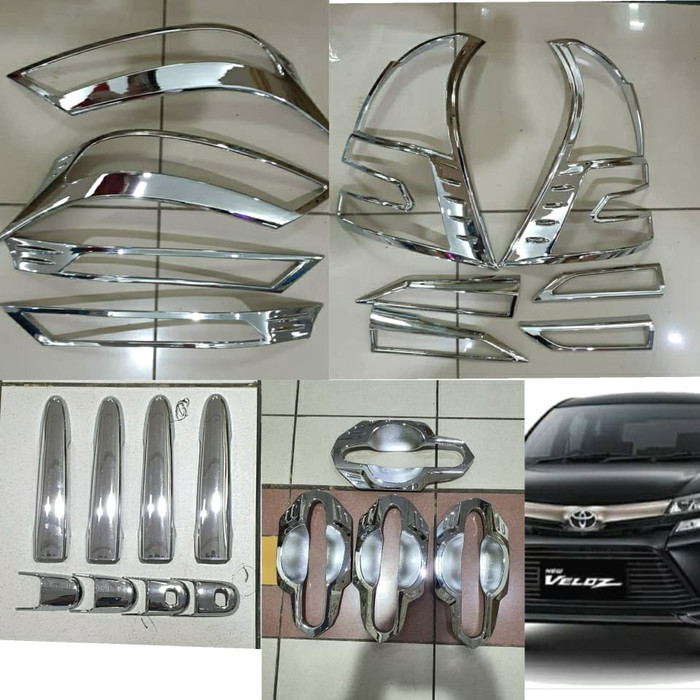 PAKET garnish GARNIS lampu DEPAN BELAKANG + handle + outer MANGKOK TOYOTA ALL NEW VELOZ 2019 CHROME