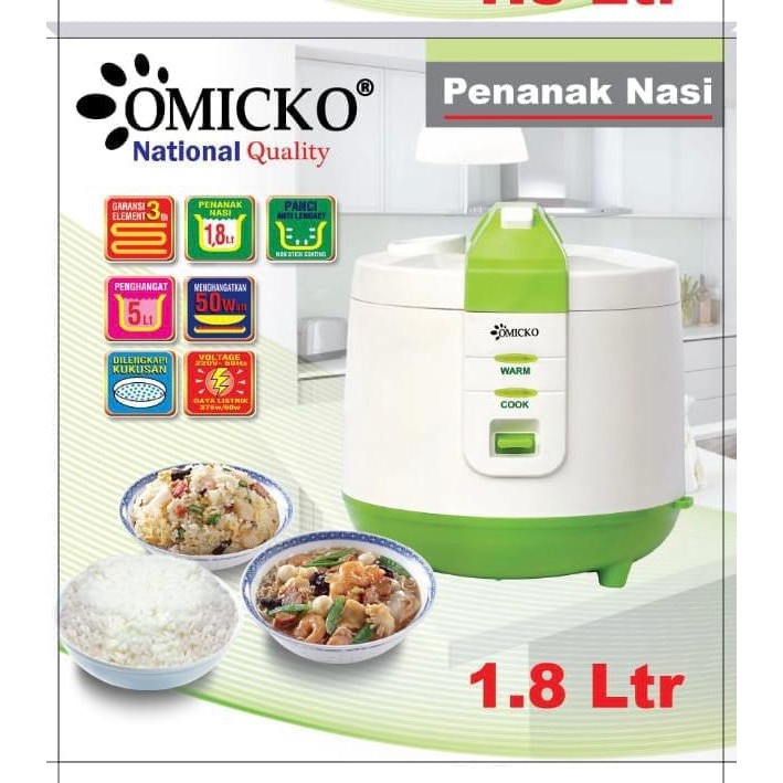 Rice Cooker Magic Com Merk Omicko 1.8 Liter Penanak Nasi | Shopee Indonesia