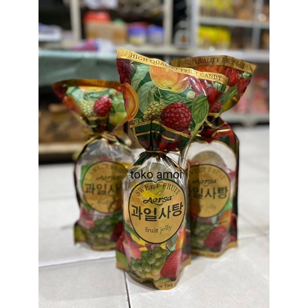 Fruit Jelly Aersa / Permen Jeli Aneka Rasa ( Stoberi / Anggur / Nanas / Mangga / Melon )