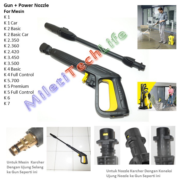 Tembakan Gun dan Power Nozzle Jet Cleaner for Karcher K1 K2 K3 K4 K5 Spare Part