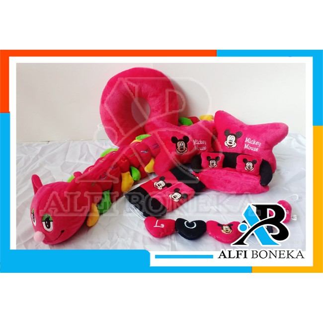 Paket Bantal Mobil dan bantal leher - Bantal sandar Mobil set murah - bantal mobil 8in1 boneka lucu