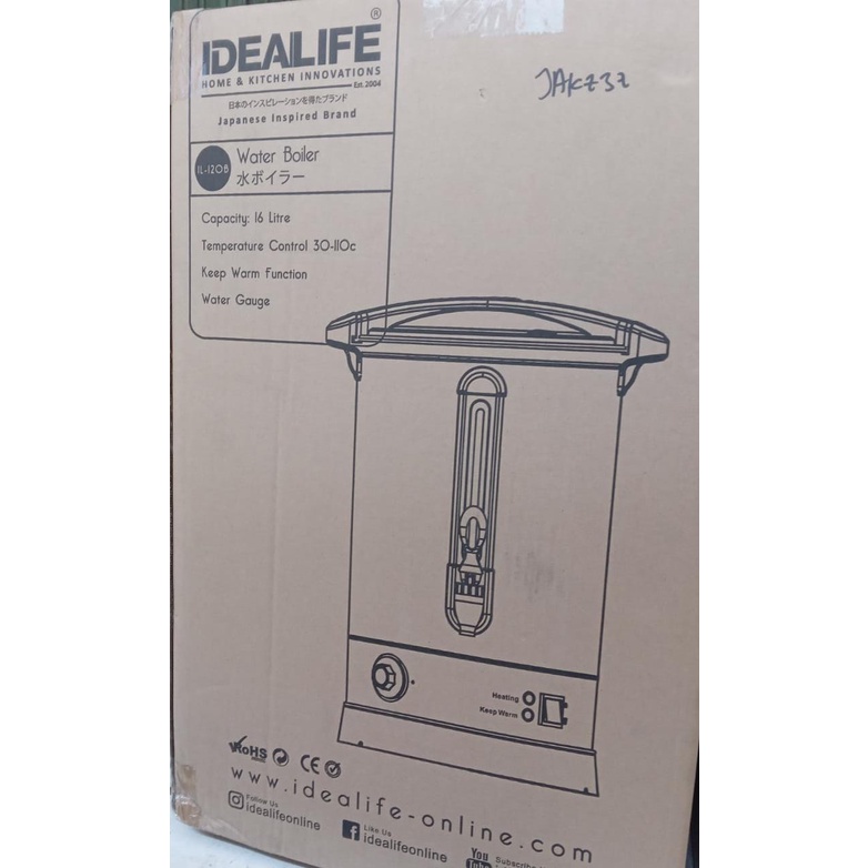 Water Boiler 16 L IL 120B Pemanas Air Idealife Stainless 304 IL120B