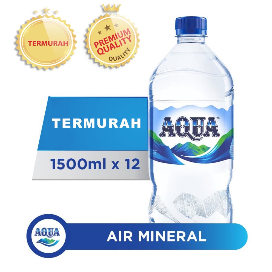 

Aqua 1,5 liter/ 1500ml 1 dus isi 12 x 1500ml botol.