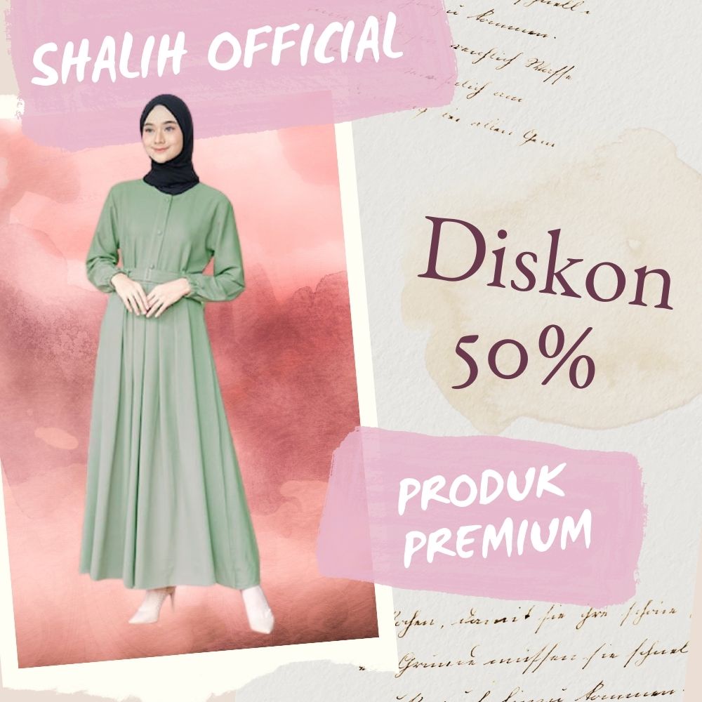 Gamis Hijab Pakaian Butik Busana Muslim Muslimah Wanita perempuan Syari Berkualitas Terbaru MATCHA