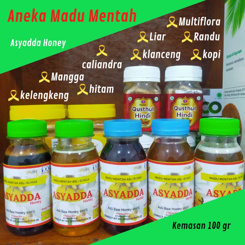 

Aneka Madu Murni Raw Honey asli Randu Kaliandra Mangga Kopi Multiflora Liar klanceng kayu putih