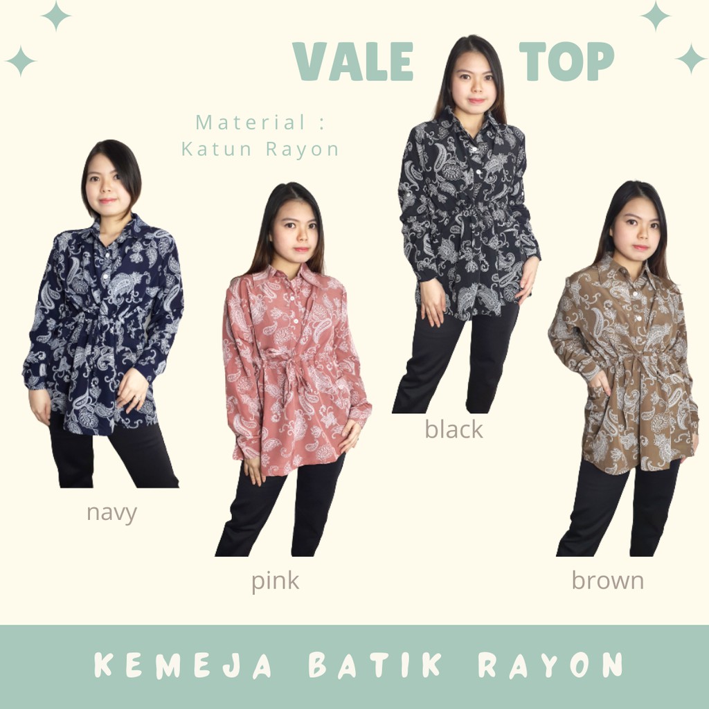 Atasan Batik Lengan Panjang / Kemeja Batik Rayon / Batik Modern / Hijab